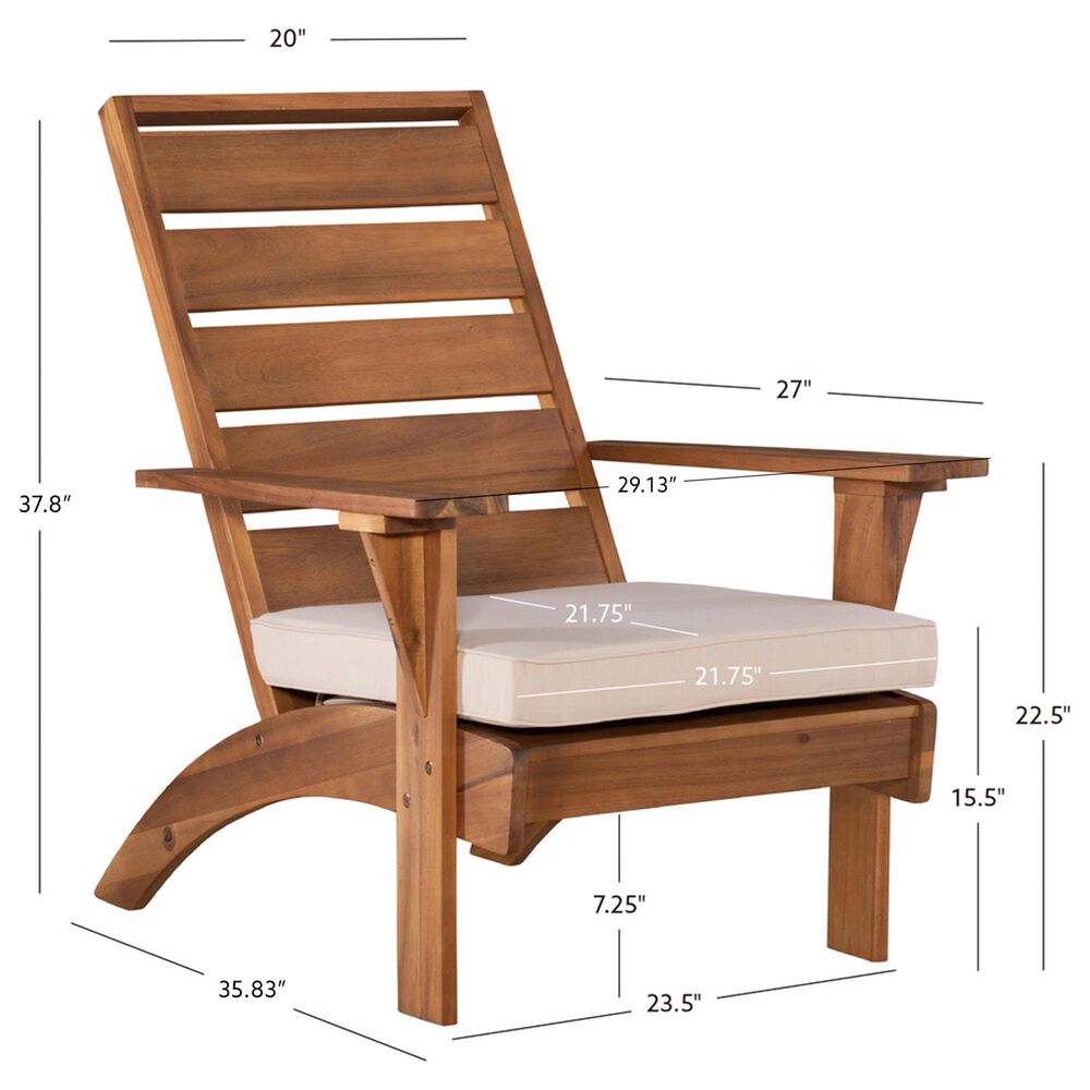Linon Home Decor Rockport Patio Arm Chair with Natural Frame in Beige, , large