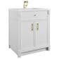 James Martin Bellshire 30" Single Bathroom Vanity in Bright White with Single Hole 3 cm White Zeus Silestone Top and Rectangular Sink, , large