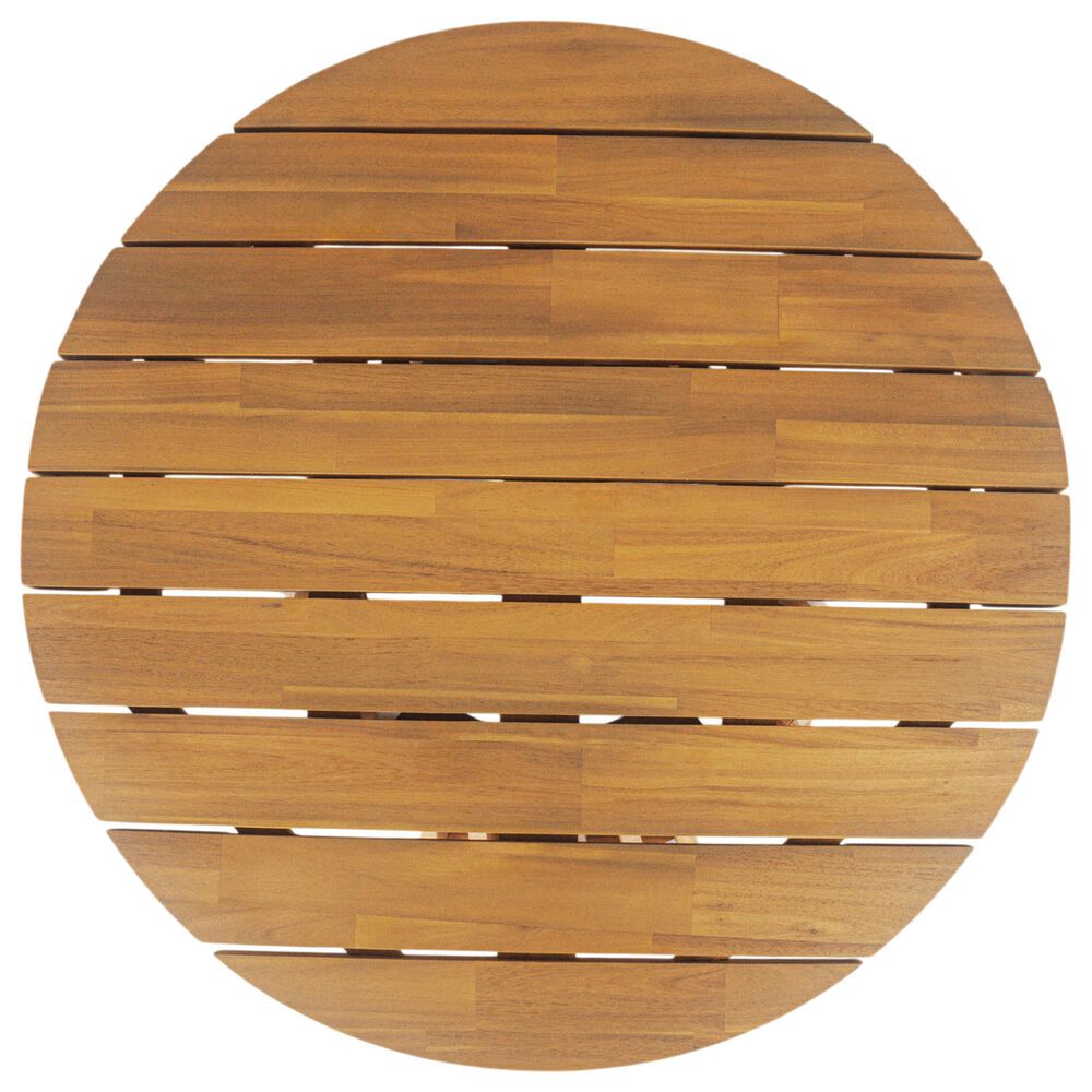 Hearth and Haven Outdoor Round Coffee Table with Slatted Base in Teak, , large