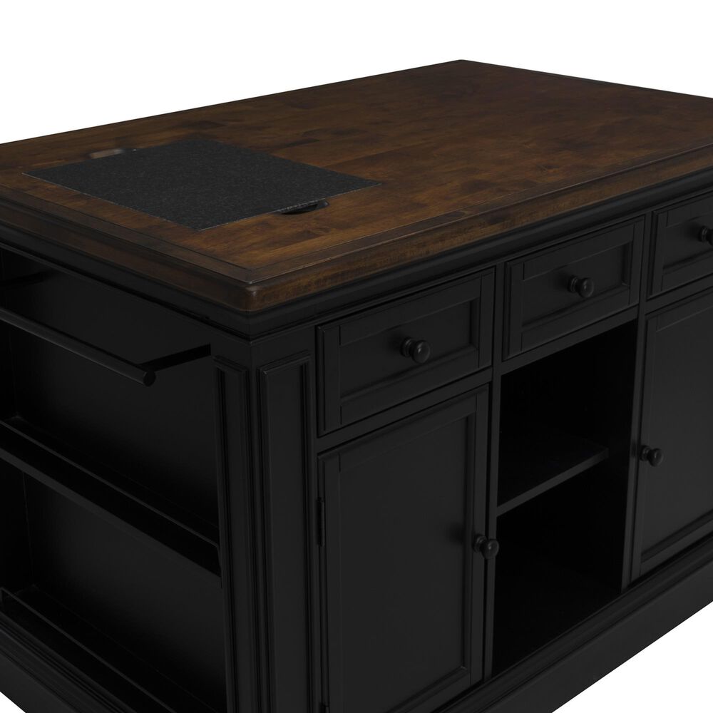 Linden Boulevard Traditional Style Stationary Kitchen Island with 2 Stools, , large