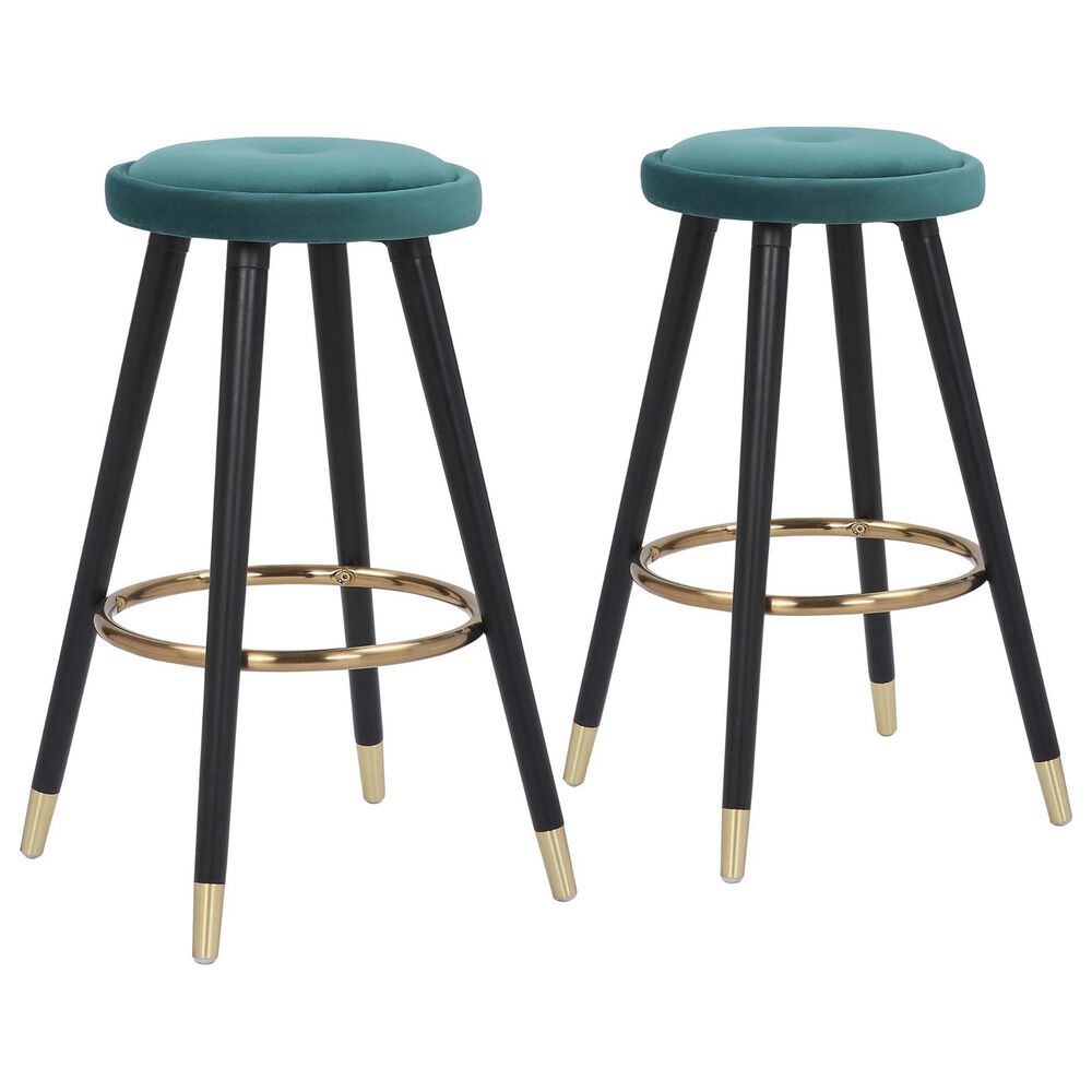 Lumisource Cavalier Counter Stool in Green/Black/Gold (Set of 2), , large