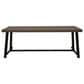Hearth and Haven Outdoor Wood Dining Table with Slat Top and Metal Base in Gray and Black, , large