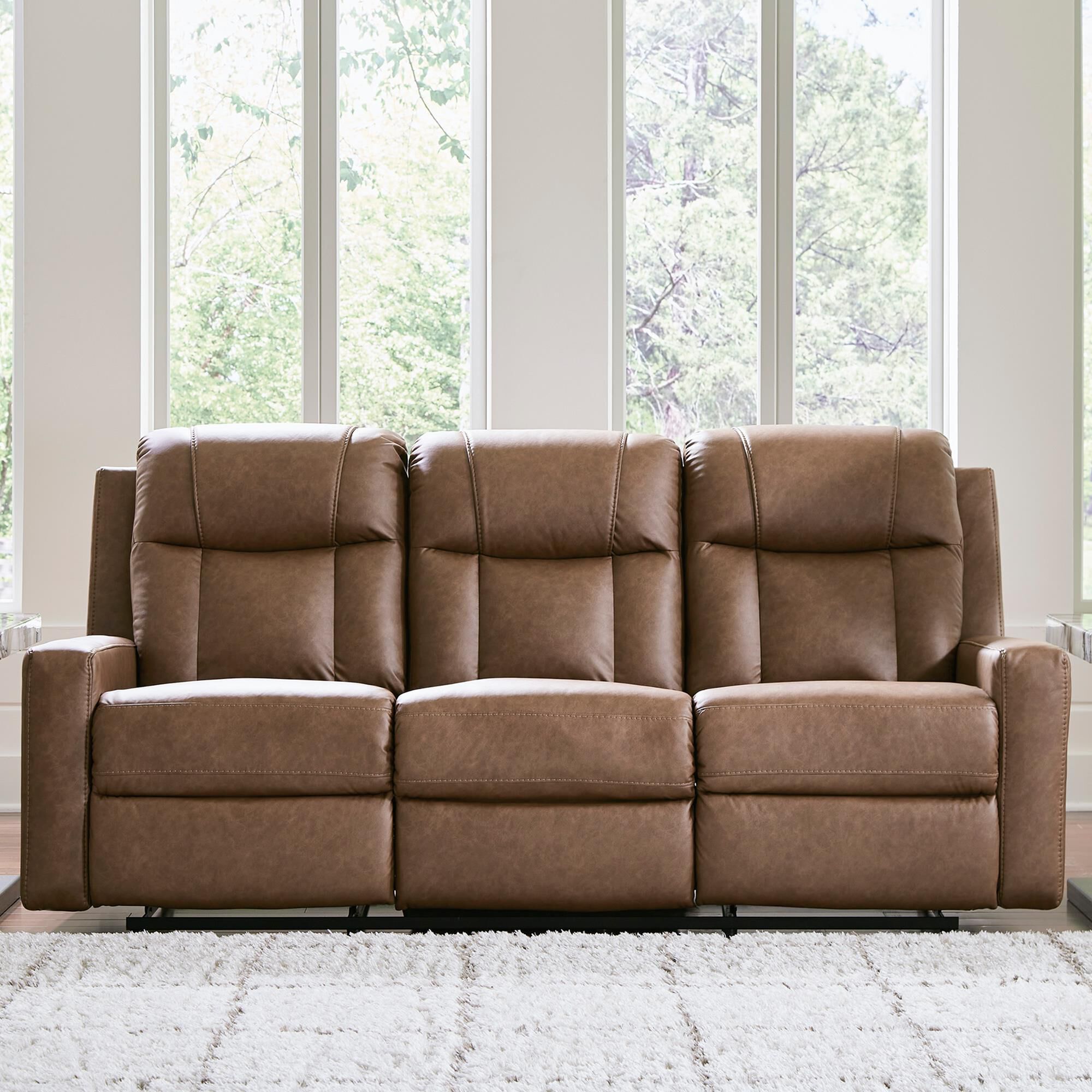 Ashley Mackmenville Manual Reclining Sofa in Caramel