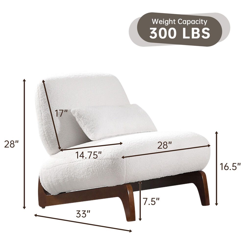 Morden Fort Cloud Boucle Armless Chair in White (Set of 2), , large