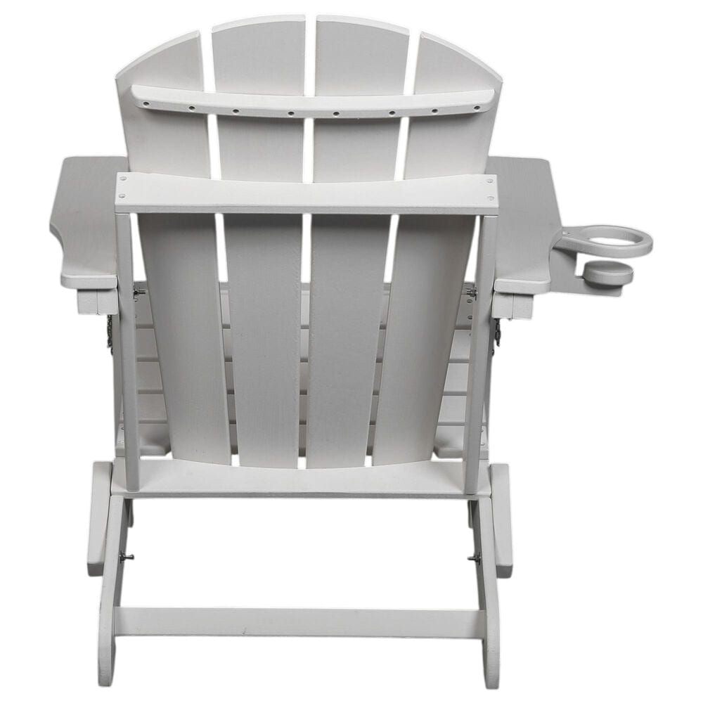 Hearth and Haven 34" Outdoor Folding Adirondack Chair with Cup Holder in White, , large