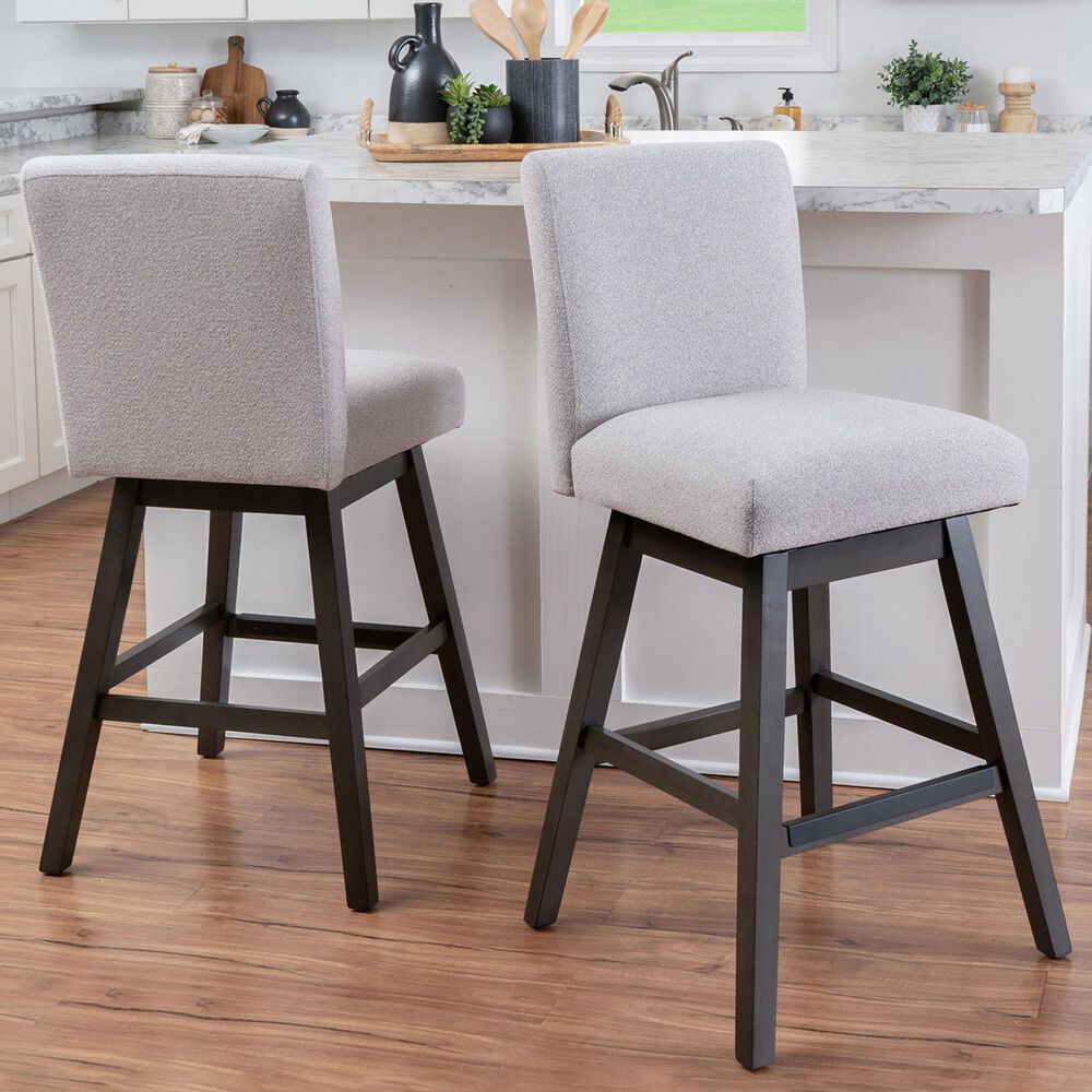 Linon Home Decor Cyrus Swivel Bar Stool in Grey (Set of 2), , large