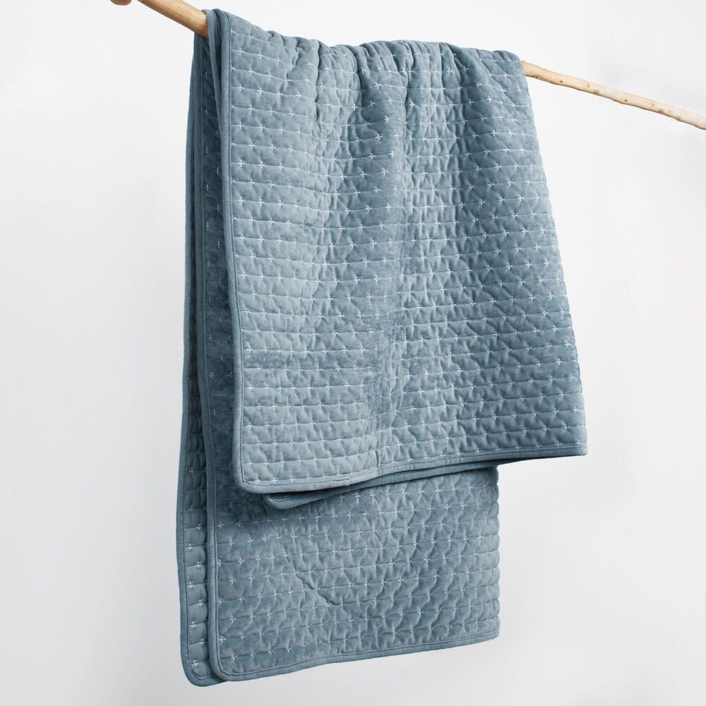 Levtex Velvet Stitch 50" x 60" Quilted Throw in Chambray, , large