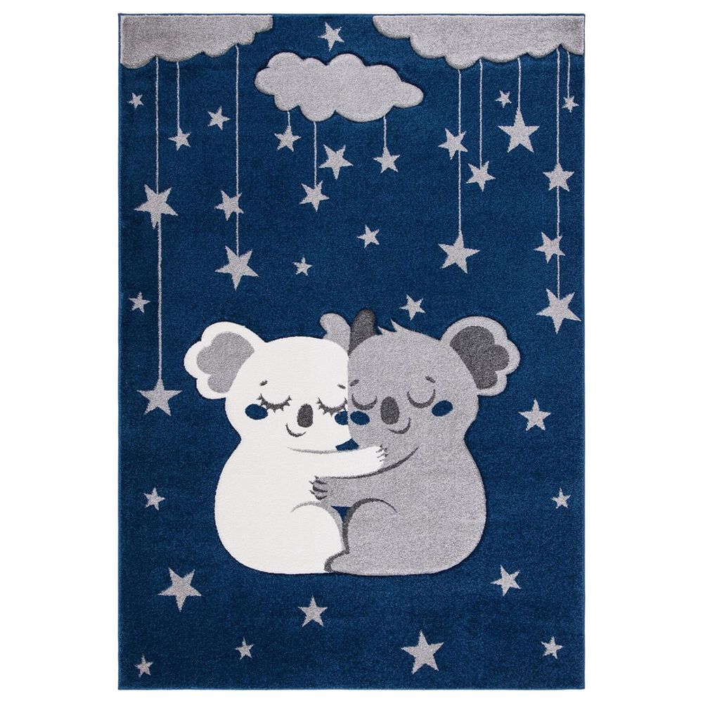 Safavieh Carousel Animals 4" x 6" Navy and Grey Kids  Area Rug, , large
