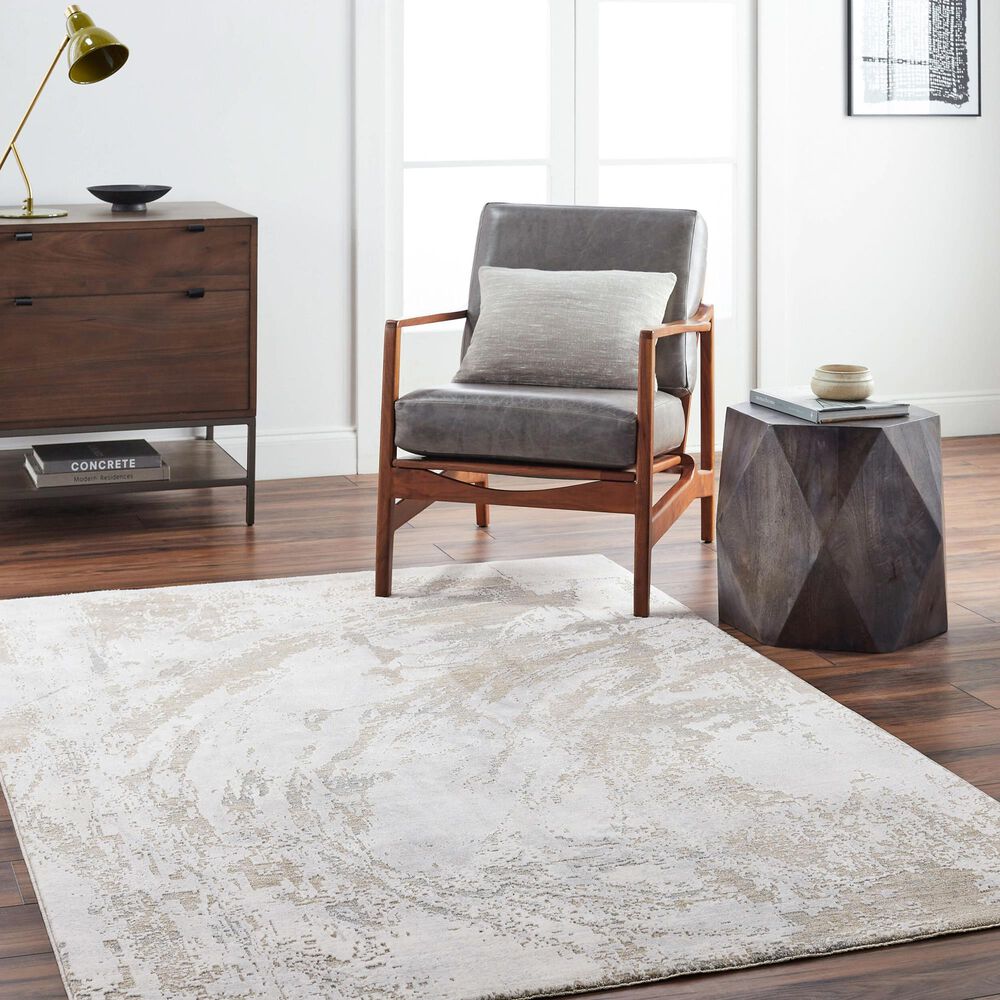 Surya Brunswick Cream, Taupe, Tan, Light Slate, Blue and Gray 6'7" x 9'6" Area Rug, , large