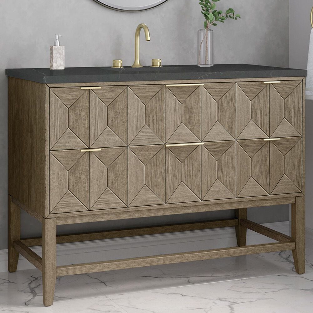 James Martin Vanities Emmeline 48&quot; Single Vanity in Pebble Oak with 3 cm Charcoal Soapstone Quartz Top, , large