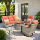 HOMLUX 5-Piece Outdoor Conversation Set with Solar Lighting Table in Coarse Textured Orange, , large