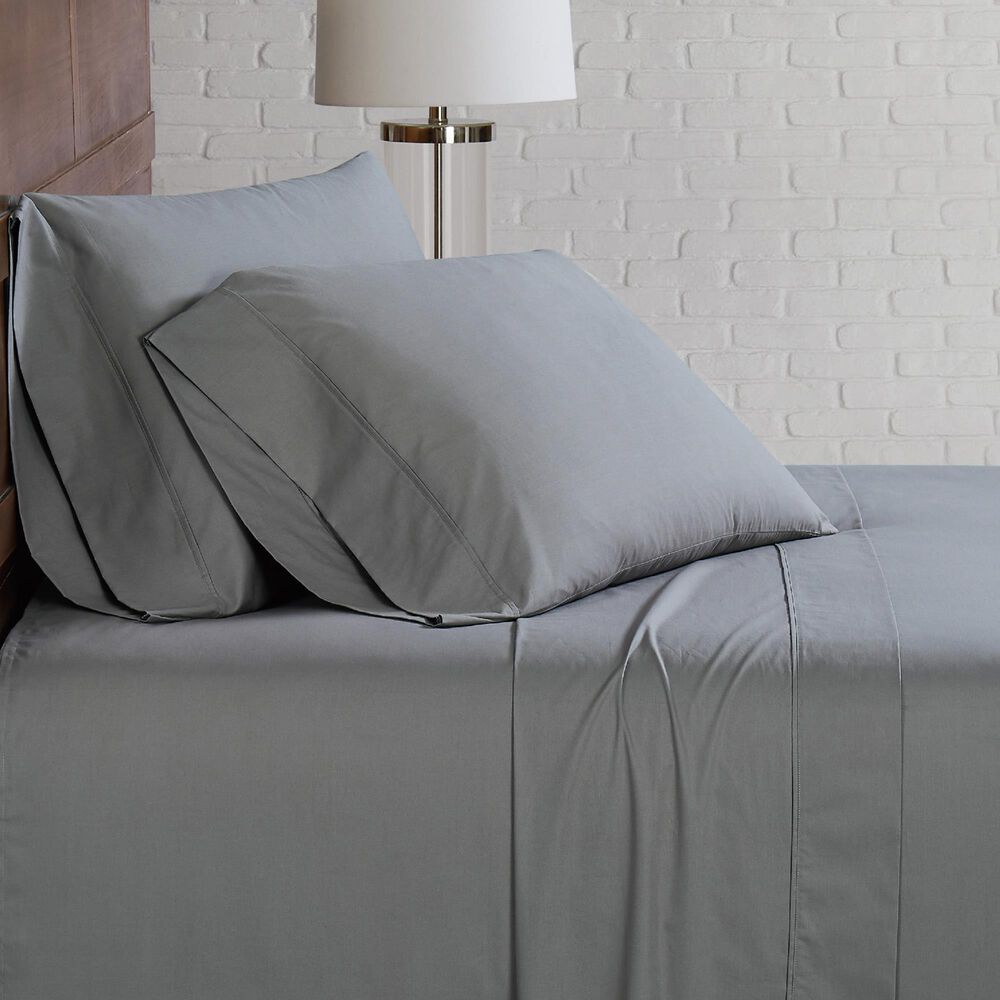 Cannon Solid Percale 3-Piece Grey Cotton Full/Queen Duvet Cover