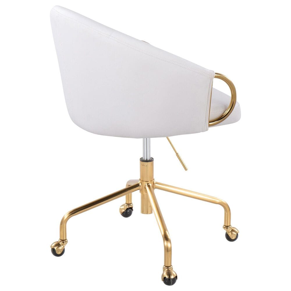 Lumisource Claire Task Chair with White Cushion in Gold, , large