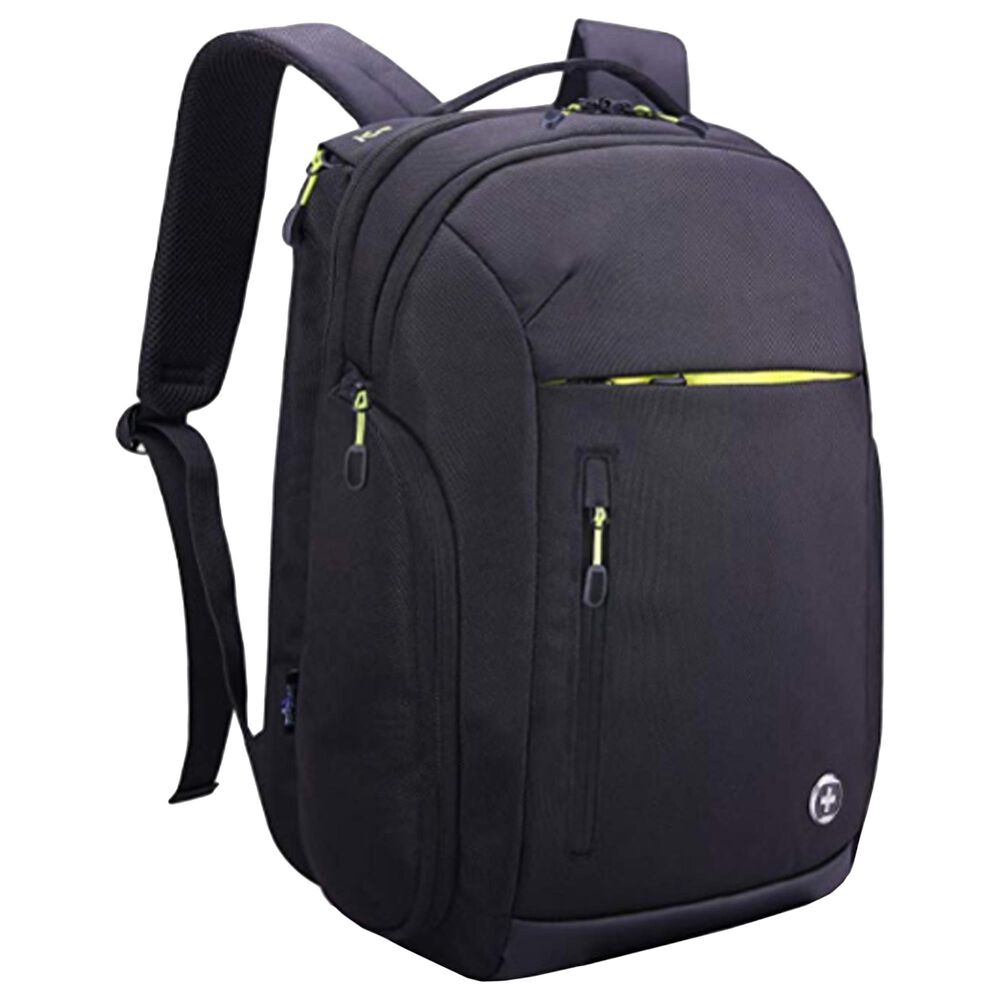 Swissdigital Design Java Business Travel Backpack in Black and Green, , large