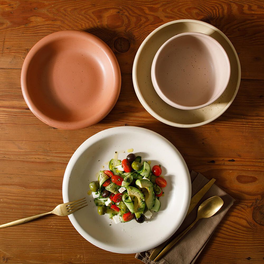 Gibson Home Corsica Clay 16-Piece Double Bowl Stoneware Reactive Glaze Dinnerware Set, , large