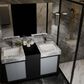 Lexora Home Zilara 55" Double Bathroom Vanity in Black and Grey with 11 cm Castle Grey Marble Top and Rectangular Sinks, , large