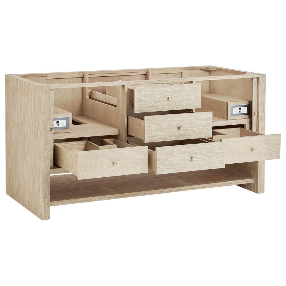 James Martin Vanities Marigot 72" Double Bathroom Vanity in Sunwashed Oak with 3 cm Parisien Bleu Quartz Top, Rectangular Sinks and FreePower Wireless Charger, , large