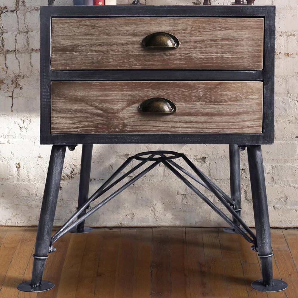 Blue River Mathis 2-Drawer End Table in Industrial Gray/Industrial Gray, , large