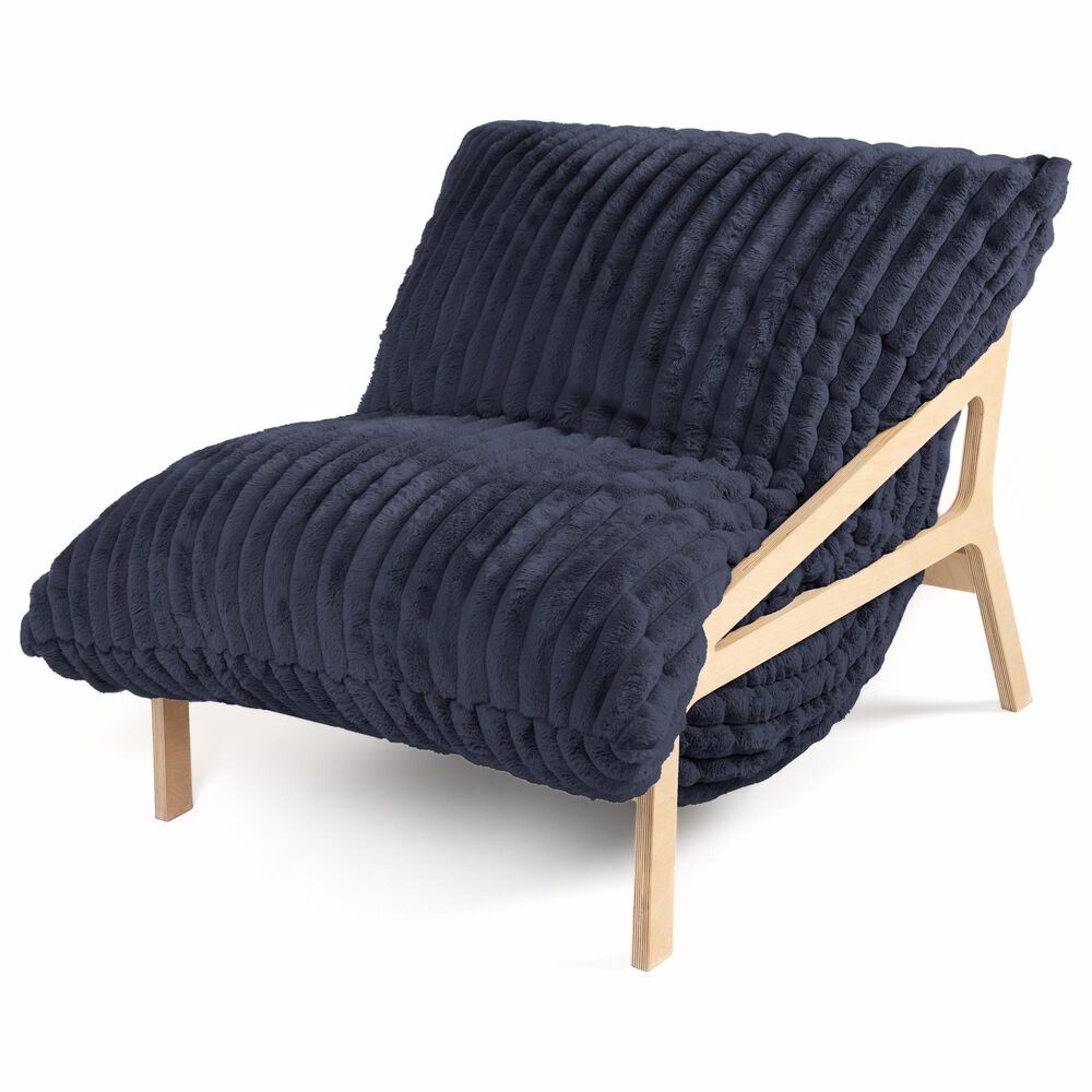 Jaxx Saxx Mondo Fur Bean Bag Lounge Chair in Midnight Blue, , large