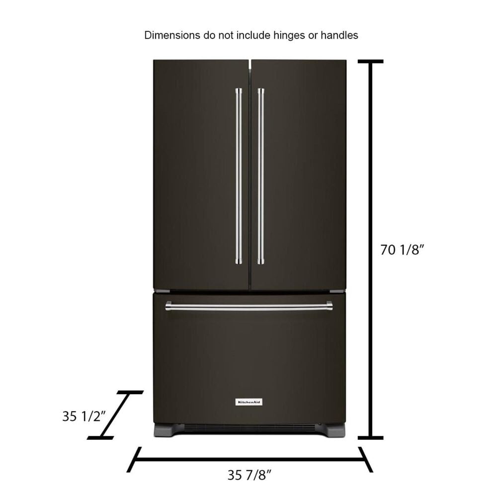 KitchenAid 25 Cu. Ft. 36&quot; Wide Standard Depth French Door Refrigerator with Interior Dispense in Black Stainless, , large