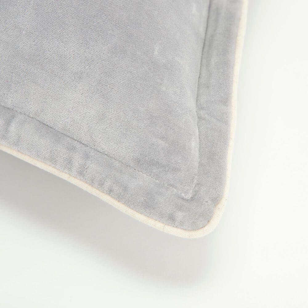 Rizzy Home Connie Post Solid 20&quot; Down Filled Pillow in Gray with Narrow Welt, , large