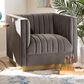Baxton Studio Aveline Arm Chair with Brushed Gold Frame in Grey, , large