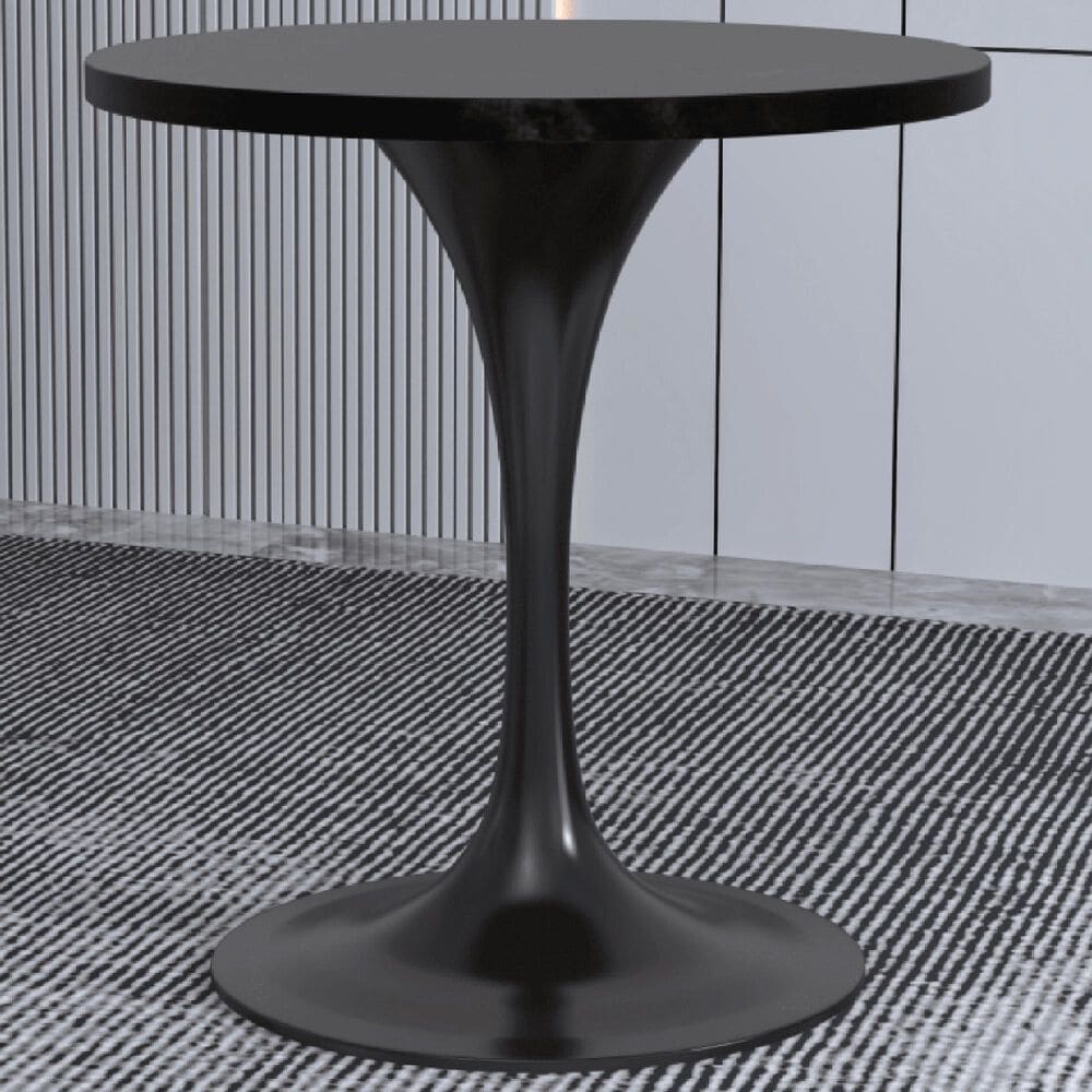 Leisuremod LeisureMod Verve Collection 27 Round Dining Table, Black Base with Black MDF Top, , large