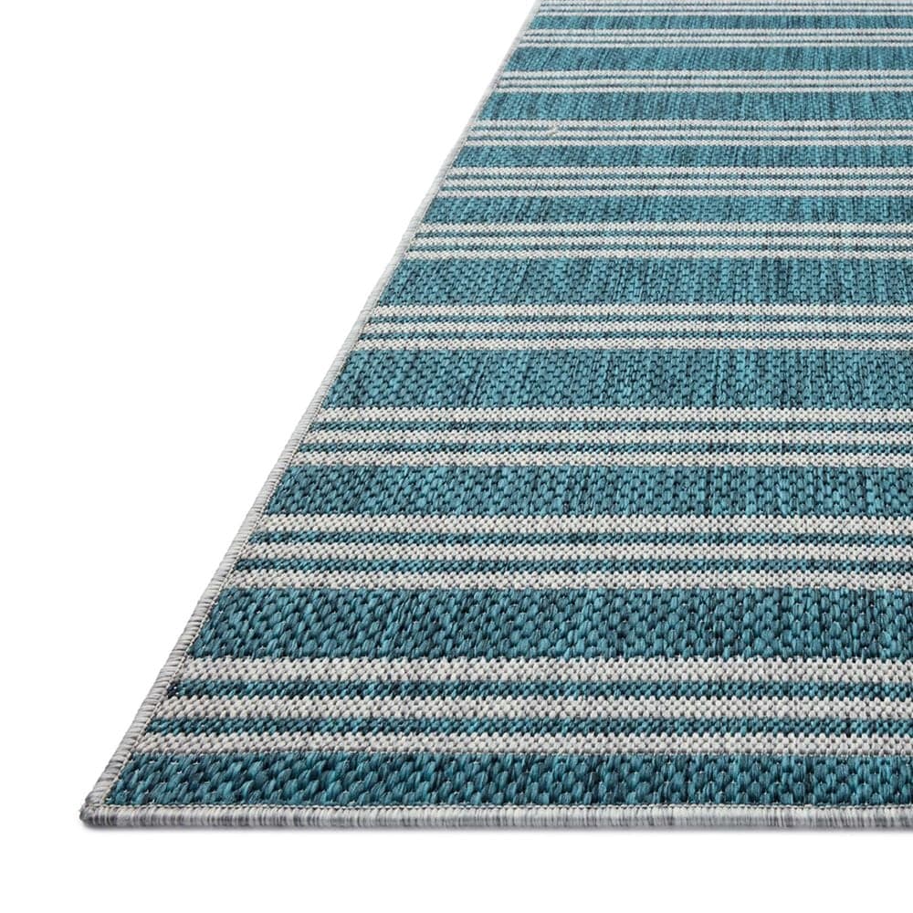 Loloi Easton Teal and Fog 2&#39;3&quot; x 3&#39;9&quot; Indoor/Outdoor Area Rug, , large