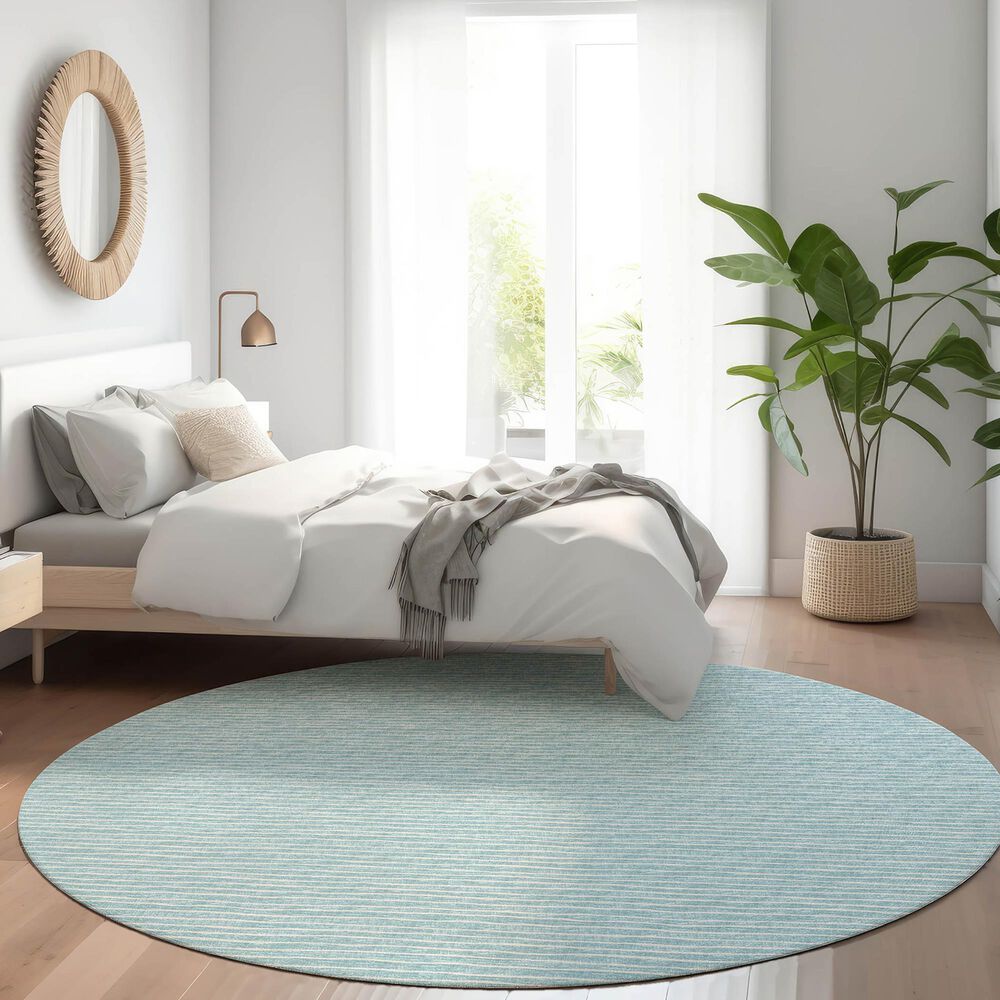 Dalyn Rug Company Laidley 8&#39; Round Sky Blue Indoor/Outdoor Area Rug, , large
