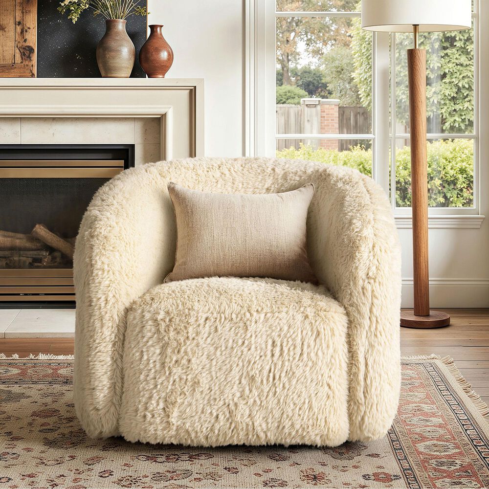 Jennifer Taylor Home Colt Swivel Arm Chair in Cream Beige, , large