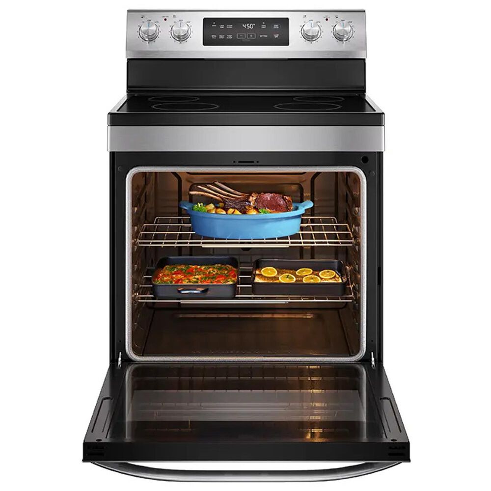 Midea 4-Piece Kitchen Package with 18.4 Cu. Ft. French Door Refrigerator and 6.3 Cu. Ft. 4-Element Freestanding Electric Range in Stainless Steel, , large