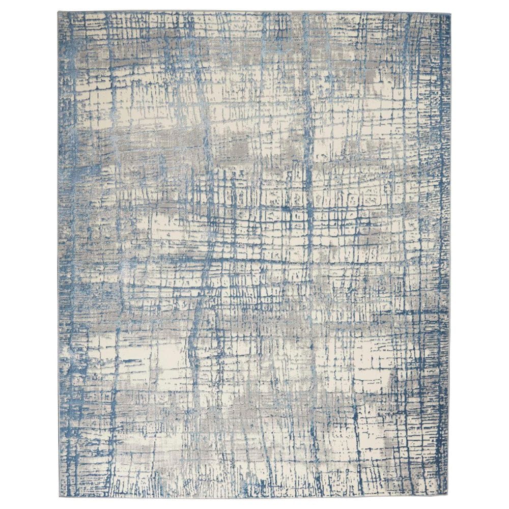 Nourison Rush 10" x 14" Ivory and Blue Area Rug, , large