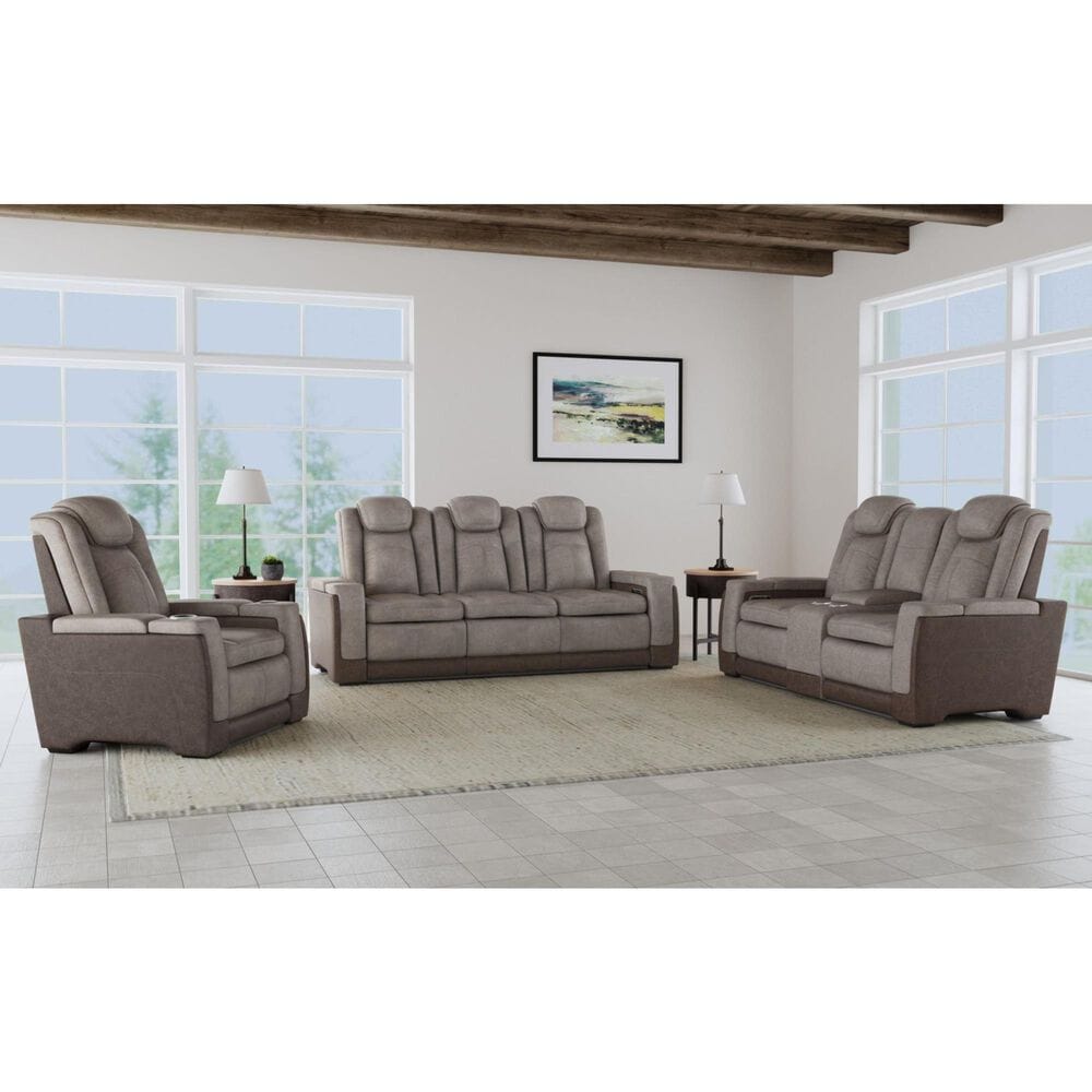 Mayberry Hill Lantana Power Motion Loveseat in Rocky Grey and Brown, , large