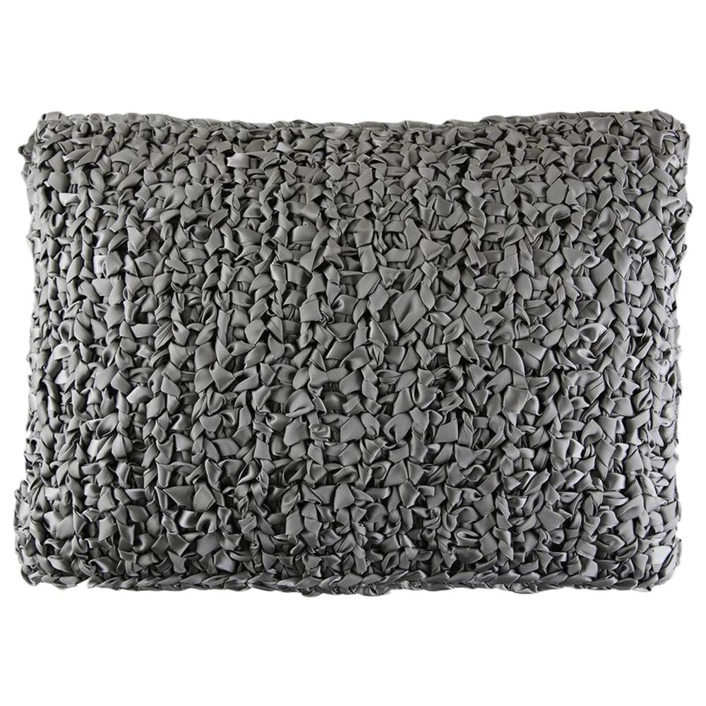 Ann Gish Ribbon Knit Pillow in Dark Grey, , large