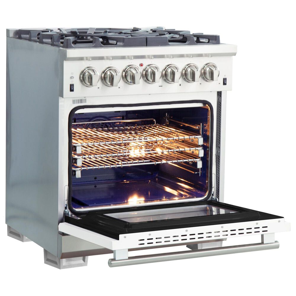 Forno Capriasca 30" Freestanding Dual Fuel Range in White and Stainless Steel, , large