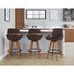 Lumisource Cosmo Swivel Counter Stool with Brown Cushion in Walnut and Black, , large