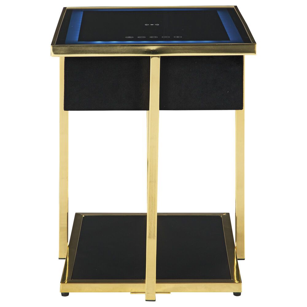 Ashley Rexwell Accent End Table with Speaker in Black and Gold, , large
