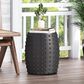 Hearth and Haven Outdoor Barrel Side Table with Studded Texture Design in Matte Black, , large