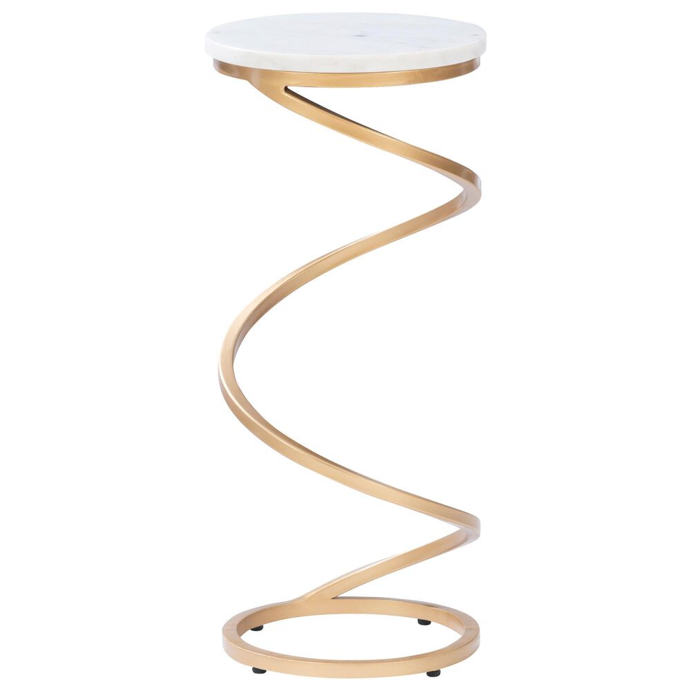 Linon Home Decor Rian Spiral Drink Table in Gold and White, , large