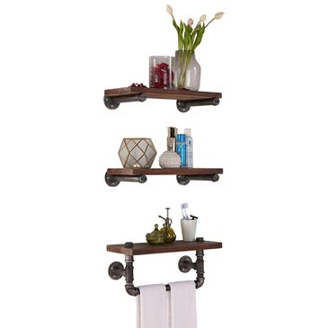 Blue River Conrad 20" Floating Wall Shelf in Gray and Walnut, , large
