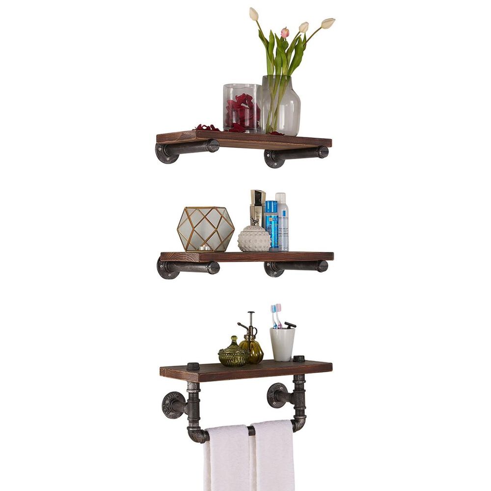 Blue River Conrad 20" Floating Wall Shelf in Gray and Walnut, , large