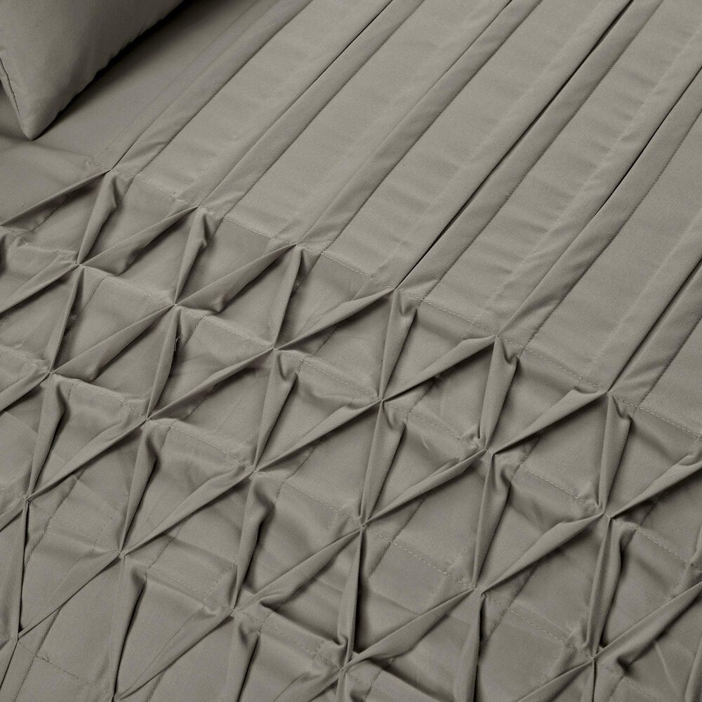 Triangle Home Fashions Arora Pleat 3-Piece Queen Comforter Set in Dark Gray, , large
