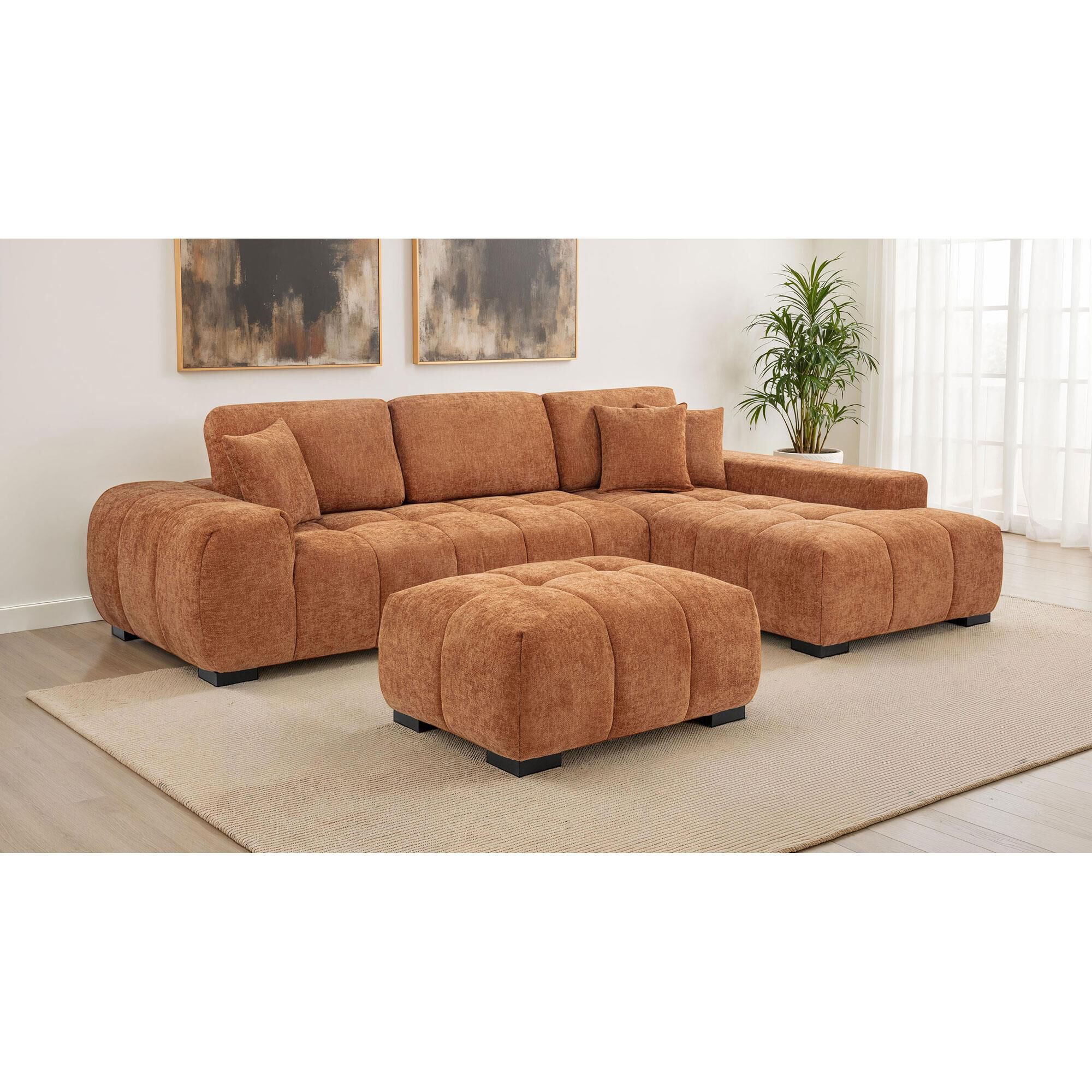 Meritalia orange ottoman オットマン　イタリア 37B Octavia 2-Piece Stationary Right Facing Sectional with Chaise