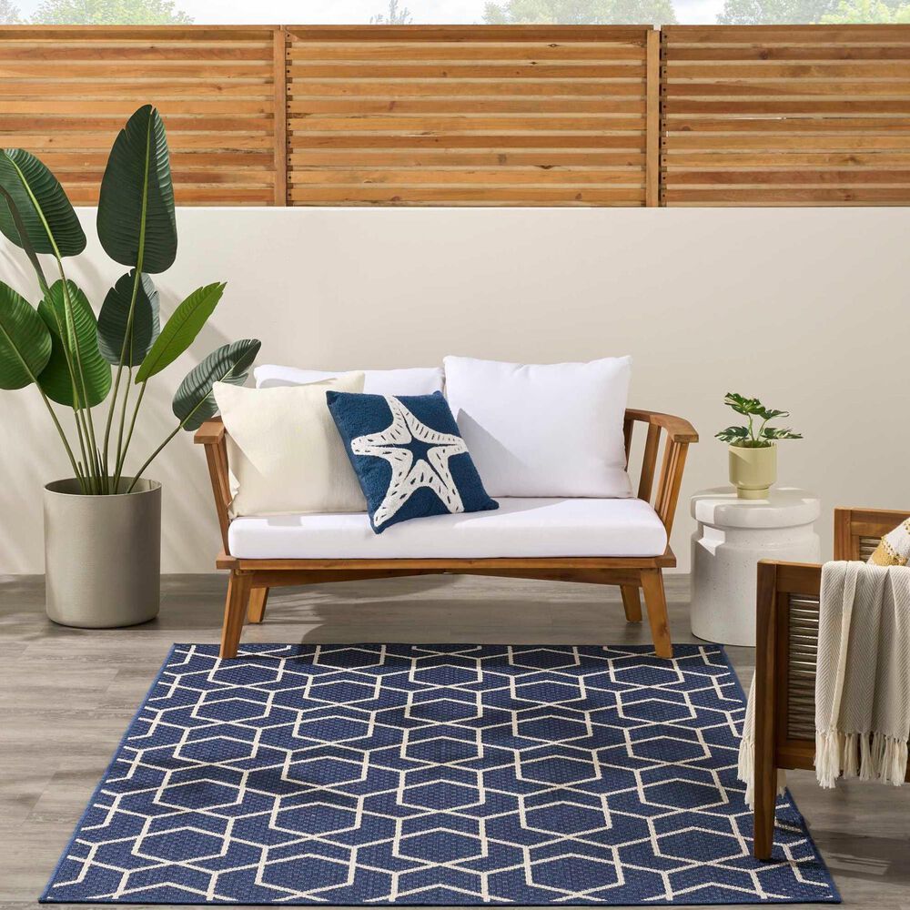 Nourison Horizon HOZ01 Navy 5&#39; x 7&#39; Indoor/Outdoor Area Rug, , large