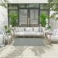 Nourison Courtyard Ivory and Aqua 5" Square Indoor/Outdoor Area Rug, , large
