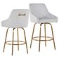 LumiSource Hannah Swivel Counter Stool with White Faux Leather Upholstery in Gold (Set of 2), , large