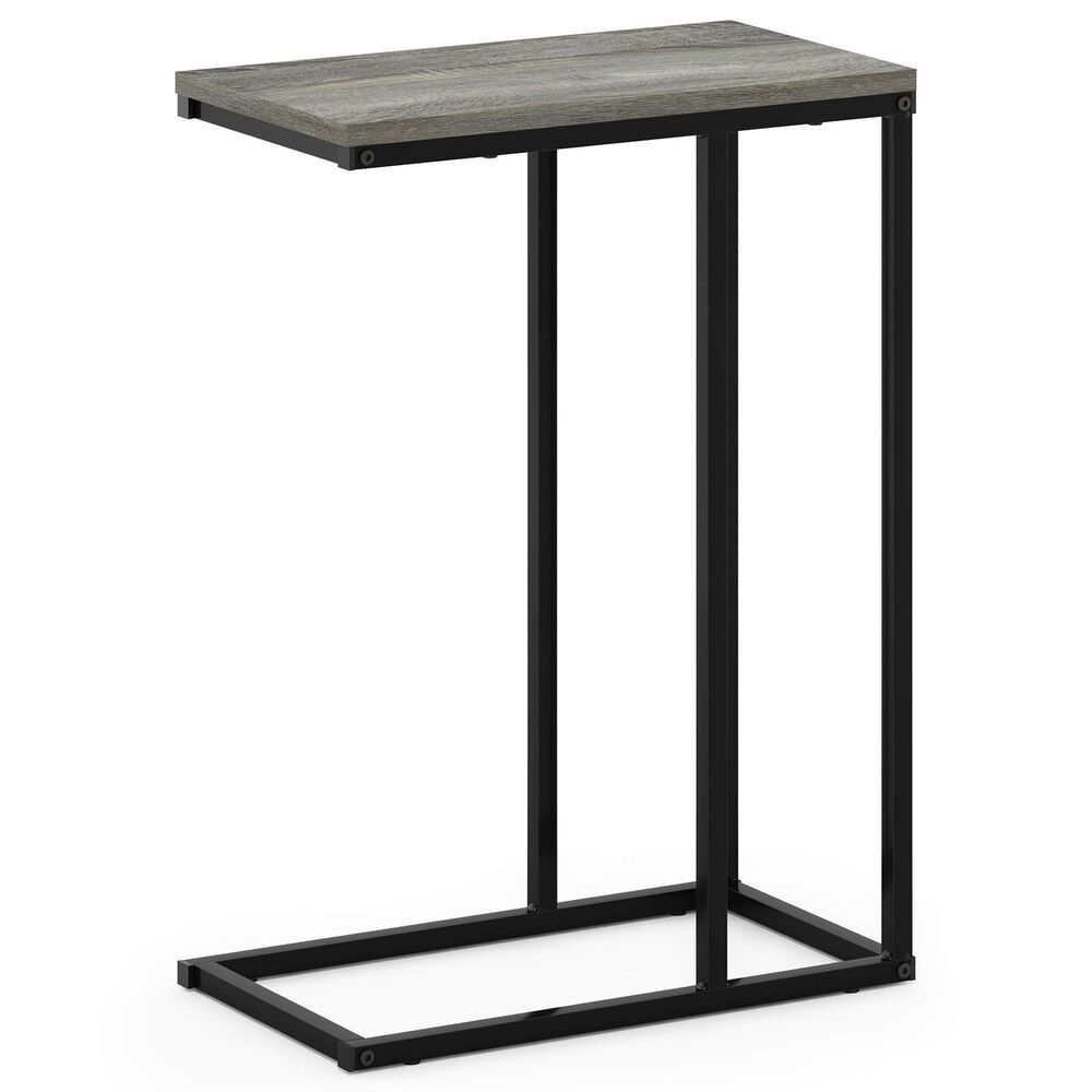 HOMLUX C Shaped Side Table in French Oak Grey and Black, , large