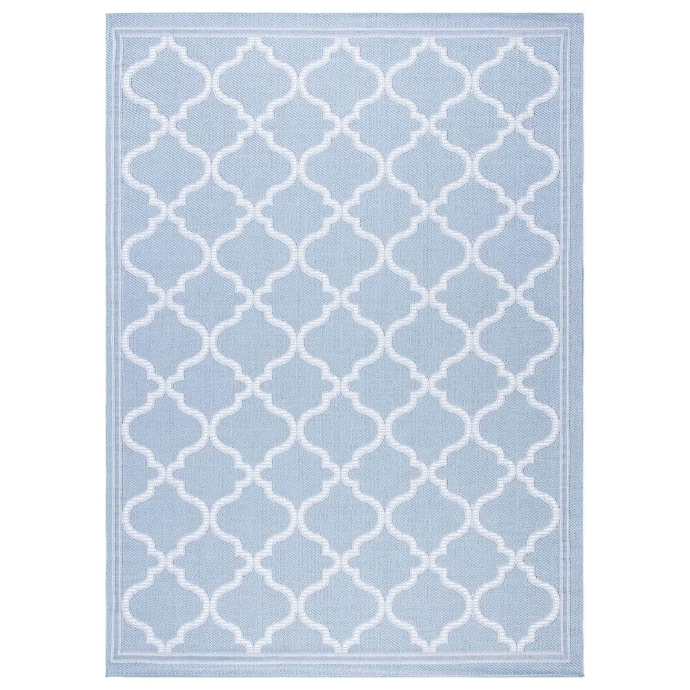 Safavieh Bermuda BMU810M 8" x 10" Light Blue and Ivory Indoor/Outdoor Area Performance Rug, , large