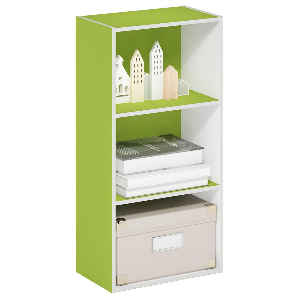 HOMLUX 3-Tier Open Shelf Bookcase in Green and White, , large