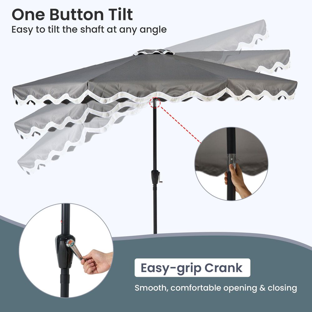 HOMLUX 10' Patio Umbrella with Lights in Dark Gray, , large